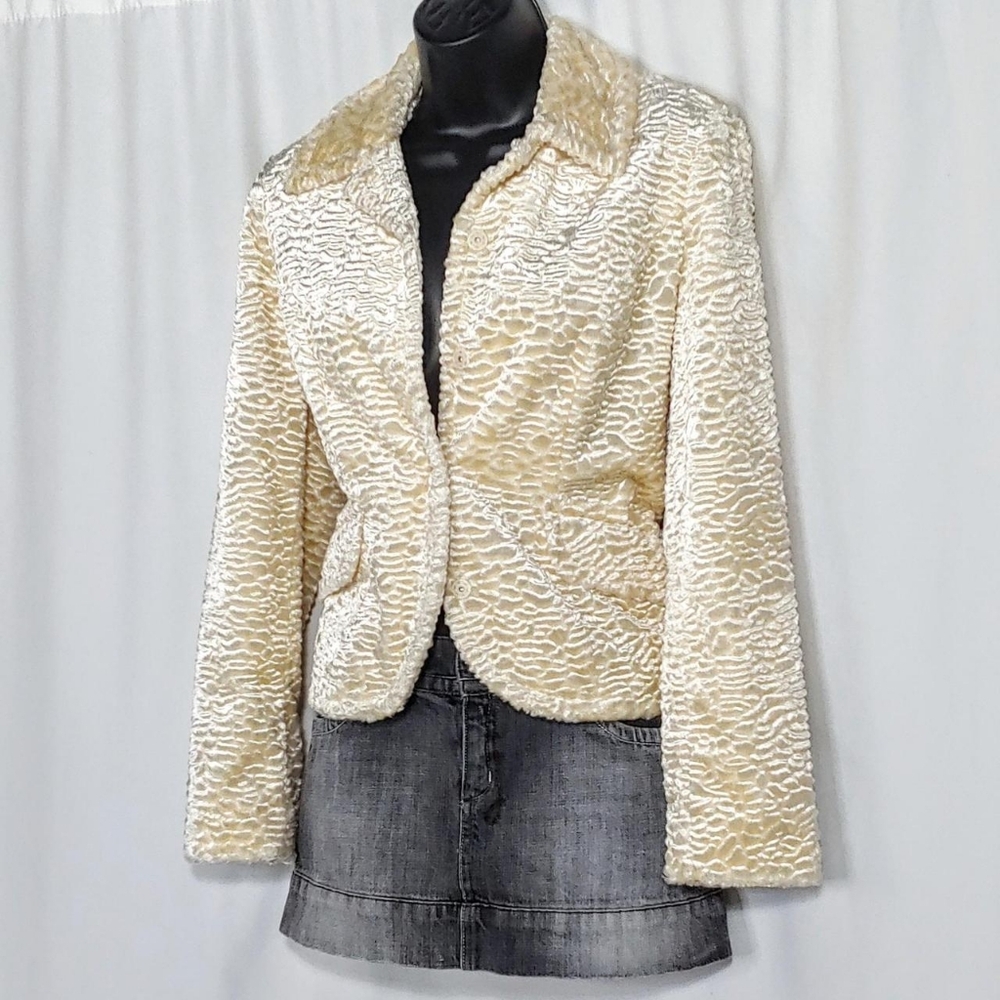 2000s vintage faux fur blazer jacket